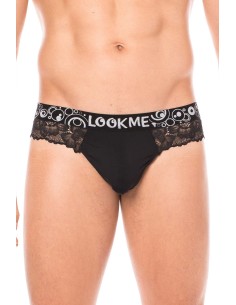 Zwarte delicate kanten string - LM2006-57BLK