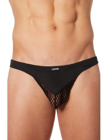 Zwarte mesh en ondoorzichtige string - LM21-57ABLK