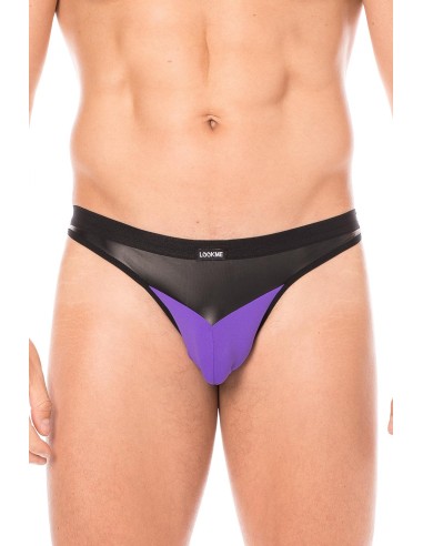 Purple shiny faux leather thong - LM2001-57PUR