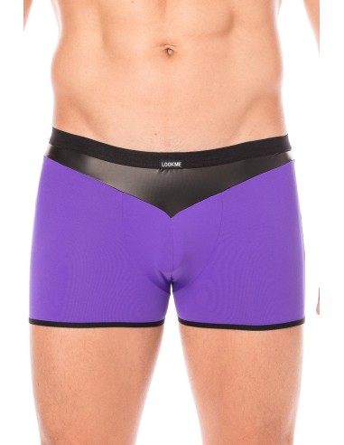 Purple shiny faux leather boxer shorts - LM2001-67PUR