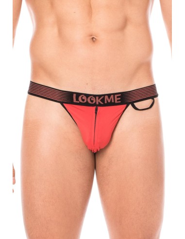 Red high-cut briefs with zip - LM2003-61RED