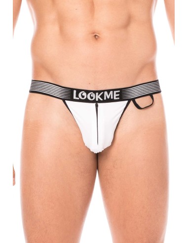 White high-cut briefs with zip - LM2003-61WHT