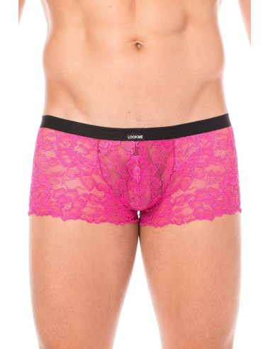 Magenta mini-pant in lace and imitation leather - LM2002-68MAG