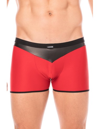 Red shiny faux leather boxer shorts - LM2001-67RED