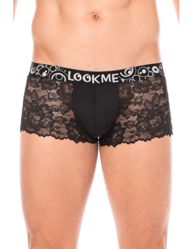 Black delicate lace boxer shorts - LM2006-67BLK