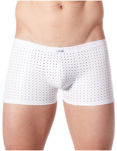 Sexy white openwork vinyl effect fetish boxer shorts - LM811-67WHT