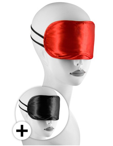 Large satin mask set of 2 red and black - CC570038