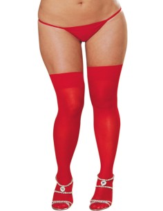 Rode nylon kousen met grote naden voor bretels - DG0007XRED