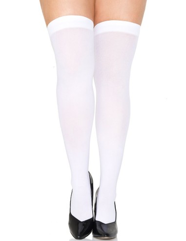 Bas grande taille blancs opaques fantaisie - MH4745XWHT