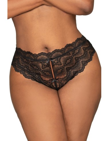 Plus Size Black Open Crotch Tanga - DG1468XBLK