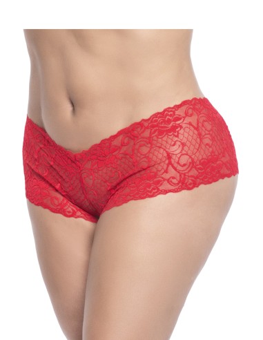 Boyshorts de encaje rojo de talla grande - MAL90XRED