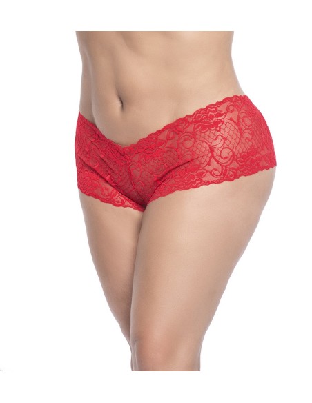 Plus Size Red Lace Boyshorts - MAL90XRED