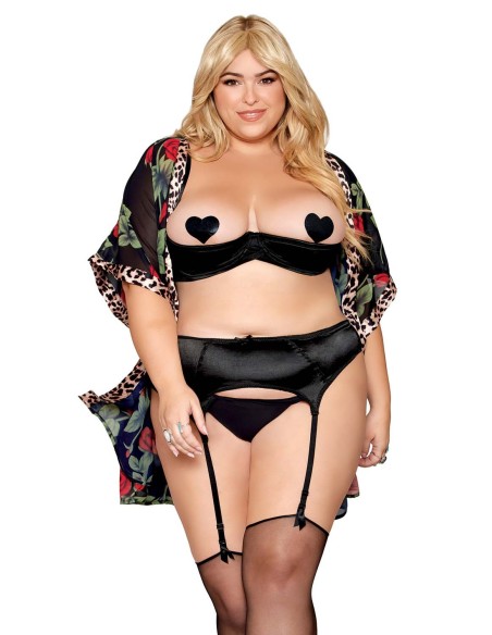 Half-breast bra, large size, in black satin - DG13254XBLK