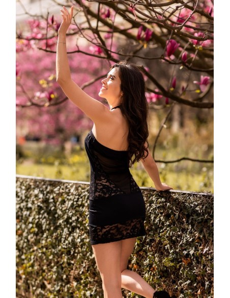 Strapless jurk van mesh en kant - LDR2