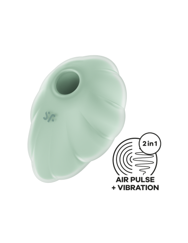 Estimulador de clítoris USB verde menta con vibración y ondas de presión sin contacto, Cloud Dancer Satisfyer - CC597838