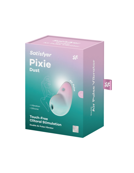 Pixie Dust Satisfyer - CC597837 - Contactloze drukgolf clitorisstimulator met groene en roze USB-vibratie