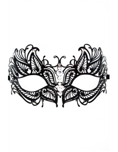Masque vénitien Greta rigide noir avec strass  -  HMJ-005BK