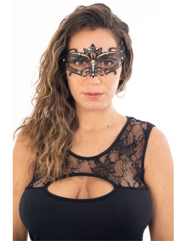 Venetian mask Asia rigid black with rhinestones - HMJ-028BK