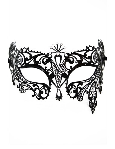 Venetian mask Bianca rigid gold with rhinestones - HMJ-047BK