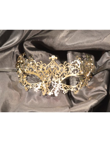 Venetian mask Chiara rigid gold with rhinestones - HMJ-016B