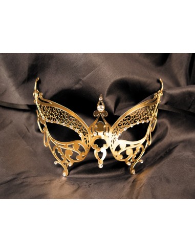 Stijf gouden Alida Venetiaans masker met strass steentjes - HMJ-026B