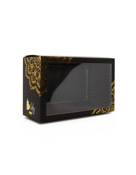Rigid golden Alida Venetian mask with rhinestones - HMJ-026B
