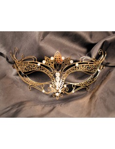 Venetiaans masker Azië stijf goud met strass steentjes - HMJ-028B