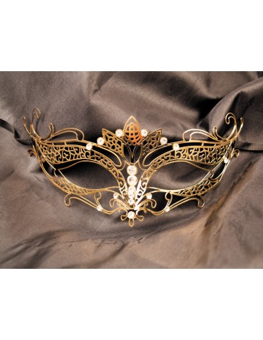 Venetian mask Asia rigid gold with rhinestones - HMJ-028B