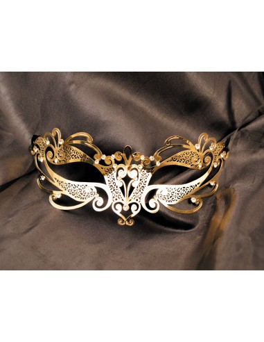 Gaia rigid gold Venetian mask with rhinestones - HMJ-061B