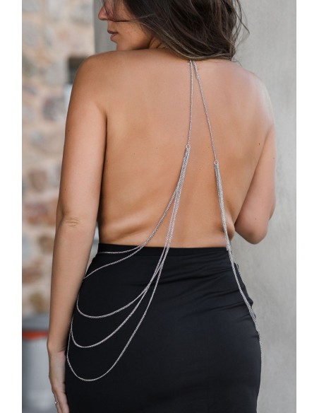 Gargantilla con cadenas para el cuerpo en plata - BCHA001SIL