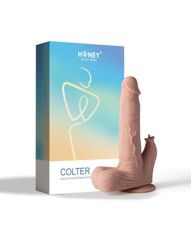 Colter consolador vibrador realista, vaivén y lameculos con app 21 cms - Flesh