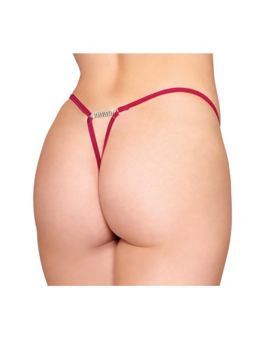 Red string thong with rhinestone chain - DG1497BEE