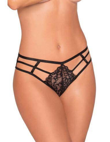 Tanga de encaje negro con múltiples tiras - DG1469BLK