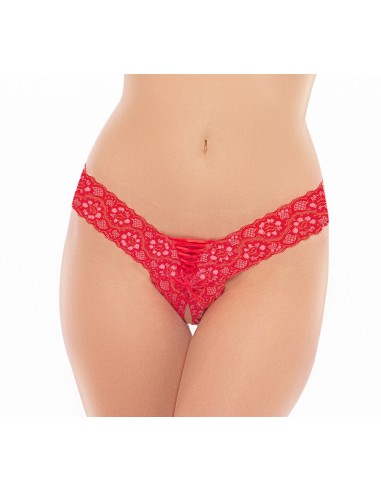 Red open thong with front lacing - REN1158-RED