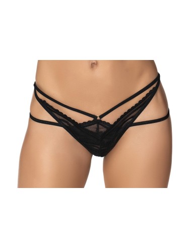 Tanga negro con tirantes - MAL111BLK