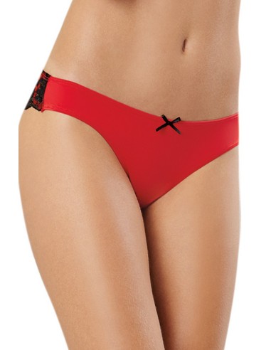 Effen rode tanga met zwart kant - DG1380RED