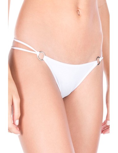 White thong with double elastic rings and bows - ML10009WHT