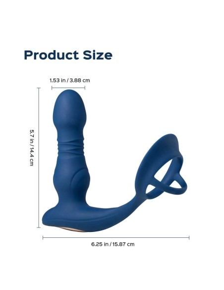 Cyrus - Vibromasseur de prostate va et vient contrôlé par application - Bleu