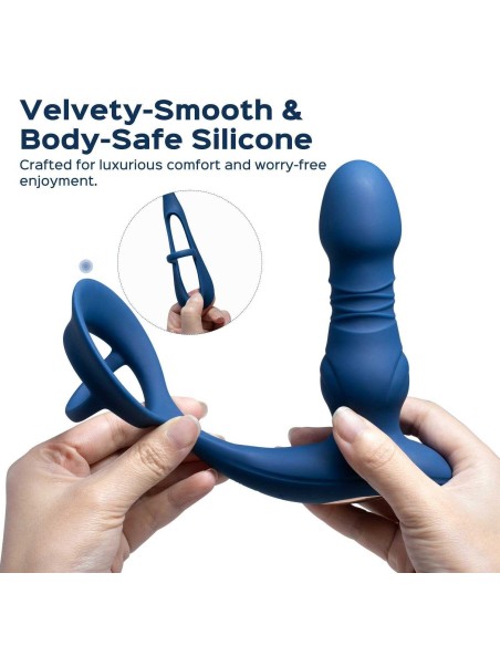 Cyrus - Vibromasseur de prostate va et vient contrôlé par application - Bleu