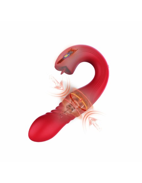 JOI THRUST 2 rood - G-spot vibrator - clitoris likker - in en uit geregeld door toepassing