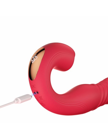JOI THRUST 2 rood - G-spot vibrator - clitoris likker - in en uit geregeld door toepassing