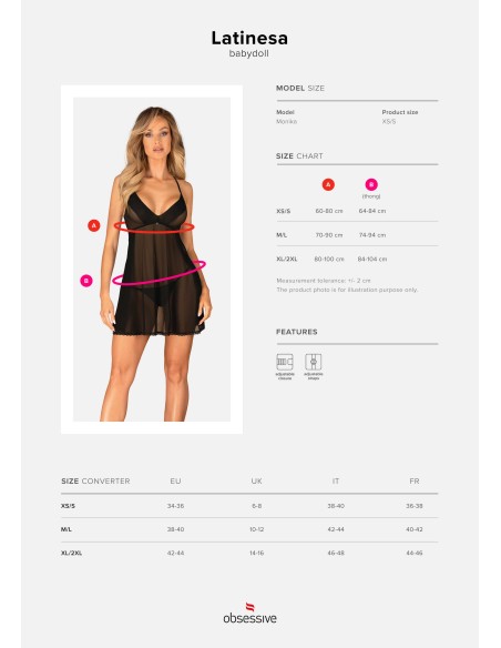 Latinesa babydoll et String - Noire