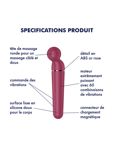 Vibrator wand red USB 60 vibrations Planet Wand-er Satisfyer - CC597844