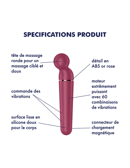 Vibrator wand red USB 60 vibrations Planet Wand-er Satisfyer - CC597844
