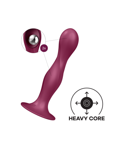 Satisfyer Double Ball-R consolador con ventosa de silicona rojo - CC597842