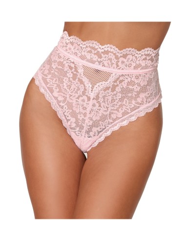 Tanga de encaje de talle alto rosa - DG1477PNK