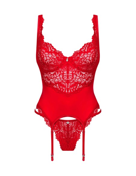 Corsé y tanga Amor Cherris - Rojo