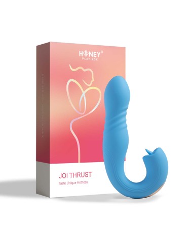 JOI THRUST blauw - G-spot vibrator - clitoris likker - in en uit geregeld door toepassing