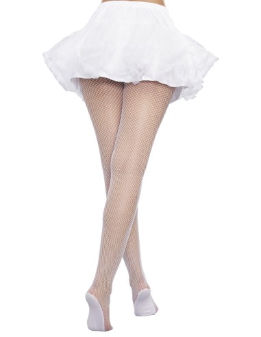 Witte visnetpanty met verstevigde voetjes - DG0257HWHT