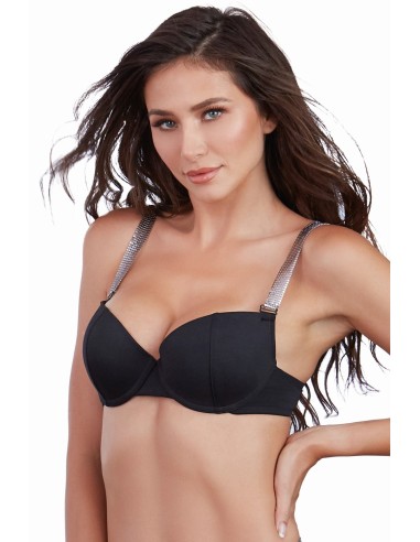 Voorgevormde push-up bh met glanzende bandjes - DG11471BLK